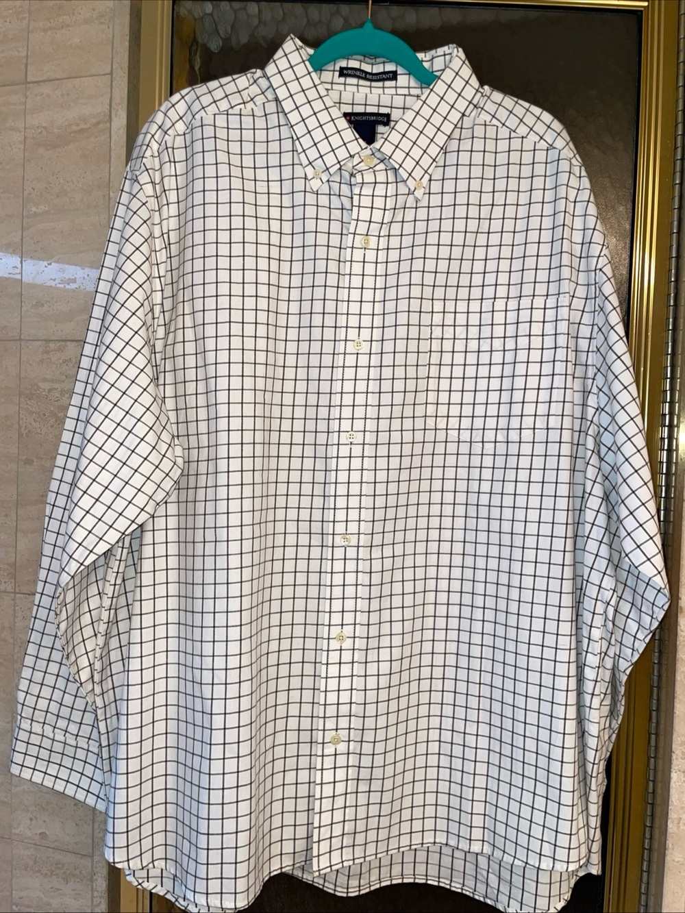 Knightsbridge White/Black Grid Plaid Long Sleeve Button Down Oxford Shirt Sz 2X